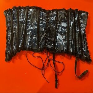 Blue, floral and lace corset top